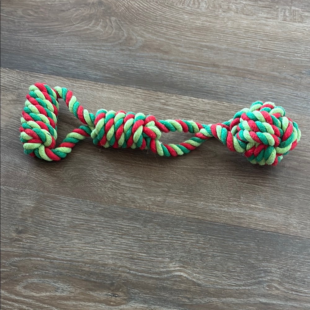 Source Unknown Red and Green Dog Rope Toy